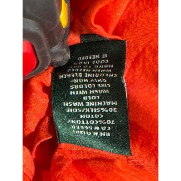 Lauren Ralph Lauren Women Orange Silk Blend Long Sleeve Button Up Shirt Size S - Picture 7 of 9